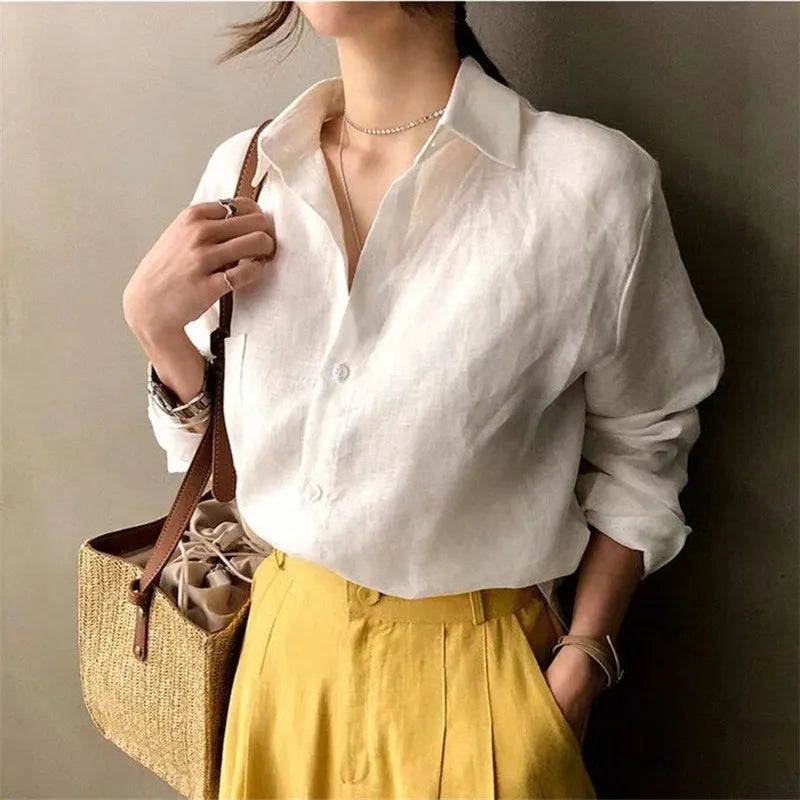 Duttini | Soft Linen Open Collar Shirt