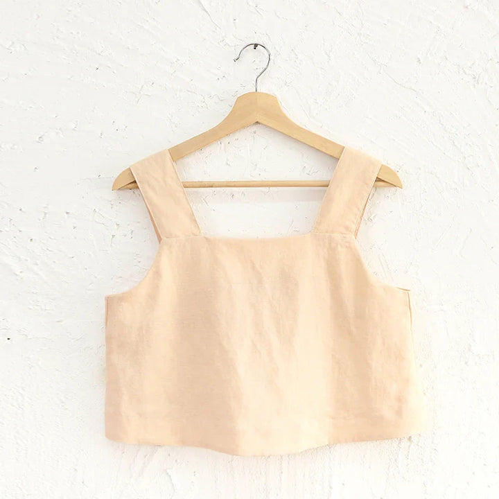 Duttini | Square Neck Linen Crop Tank
