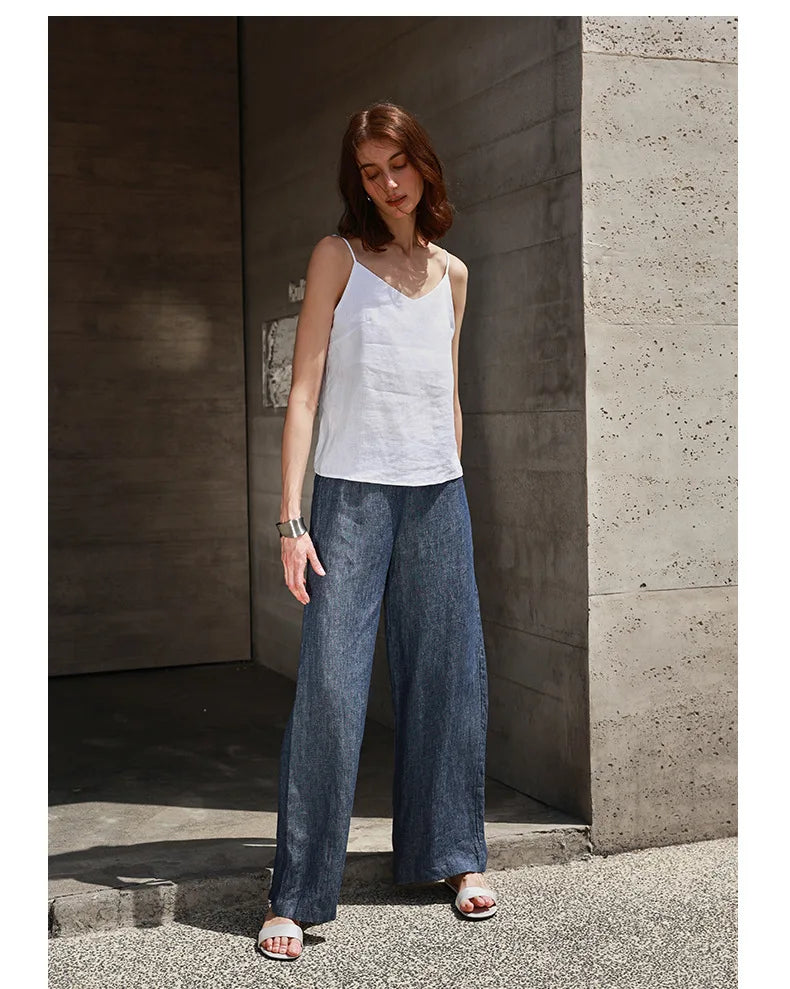 Duttini | Linen V-Neck Camisole Top for Women