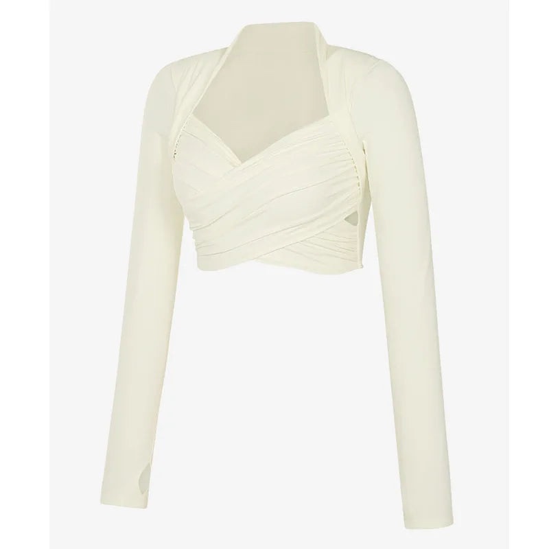 Duttini | Wrap Top for Women in Soft Fabric, Relaxed Fit, White