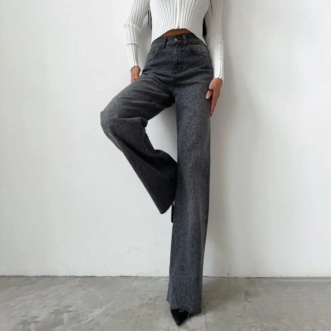Duttini | Leopard Straight Jeans for Women