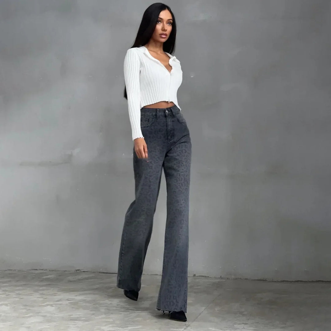 Duttini | Leopard Straight Jeans for Women