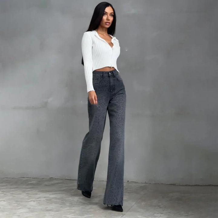Duttini | Leopard Straight Jeans for Women