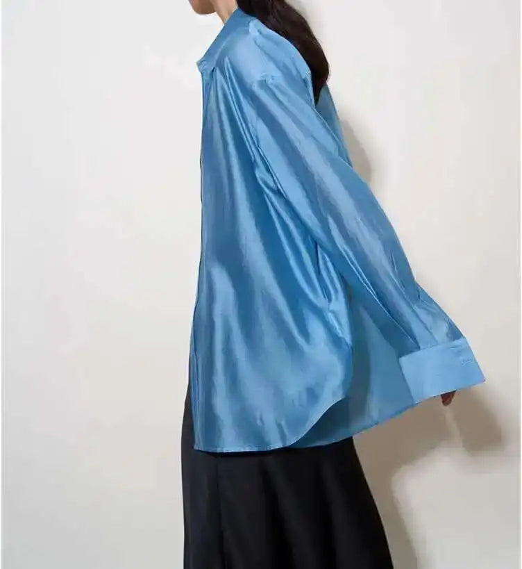 Duttini | Silk Poplin Blouse for Women in Flowing Fit