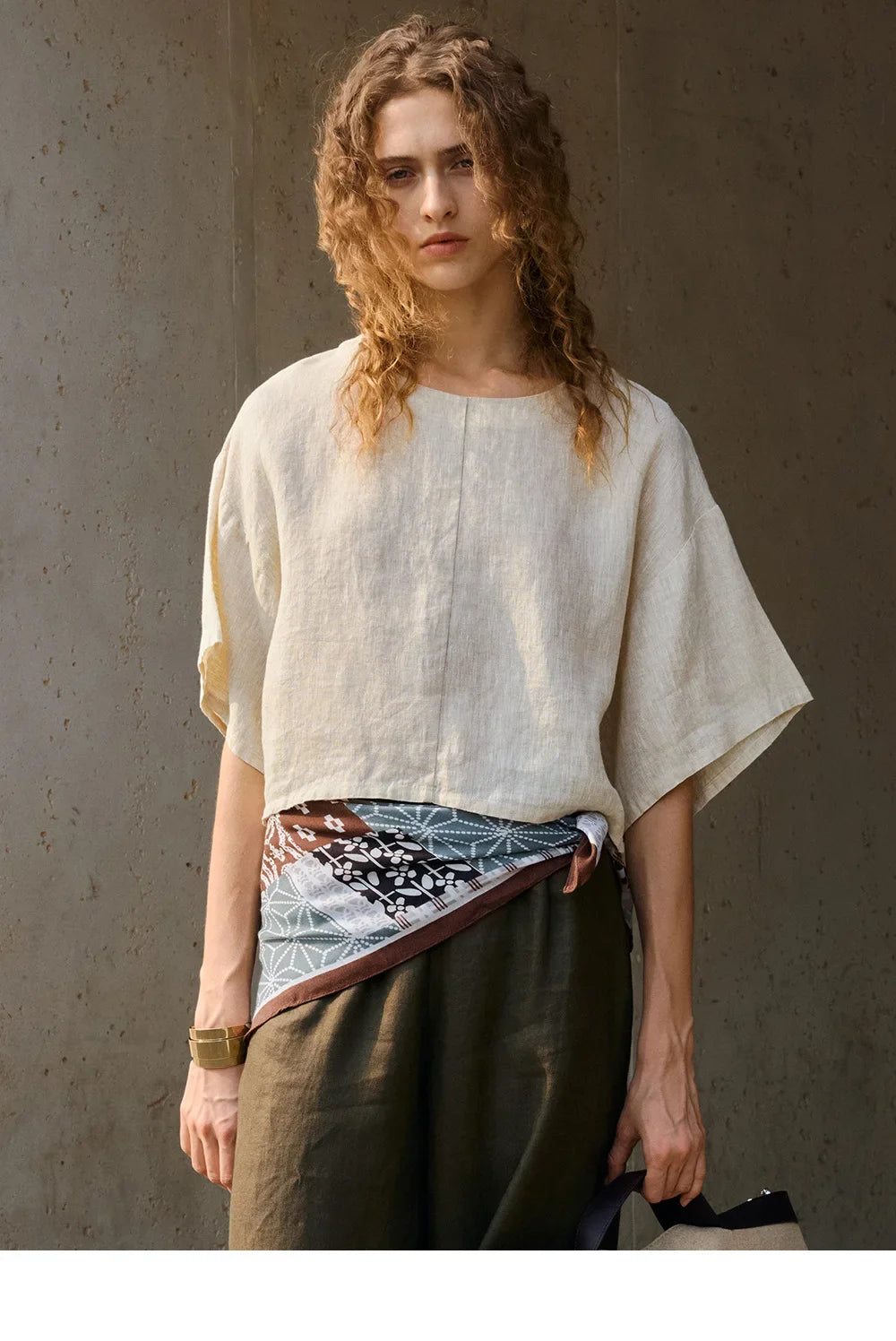 Duttini | Flared Sleeve Linen Pullover for Women