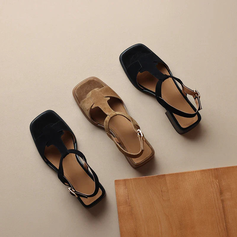 Duttini | Suede T-Strap Sandals