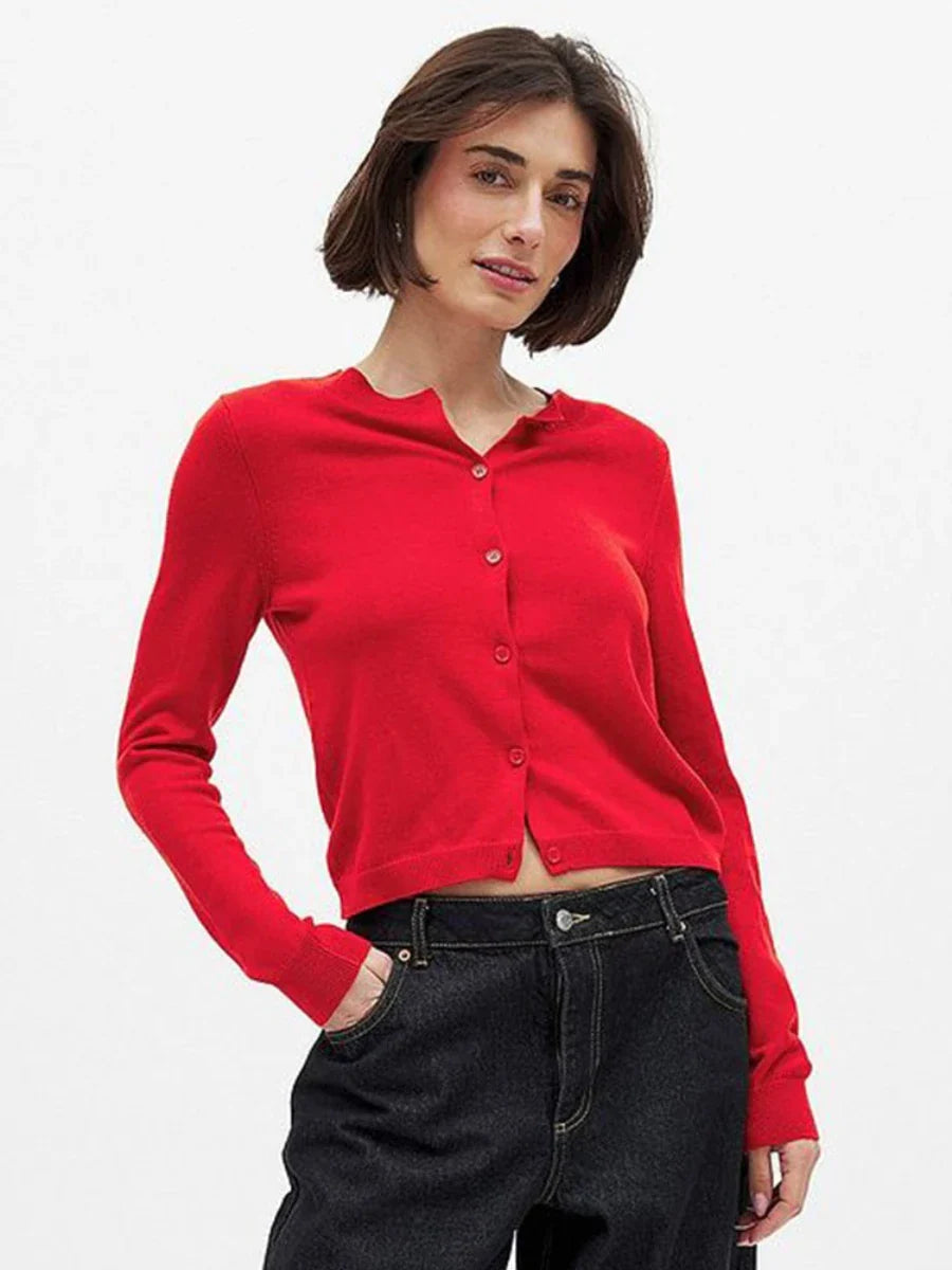 Duttini | Knit Button Cardigan for Women in Soft Fabric, Relaxed Fit, Cream Color