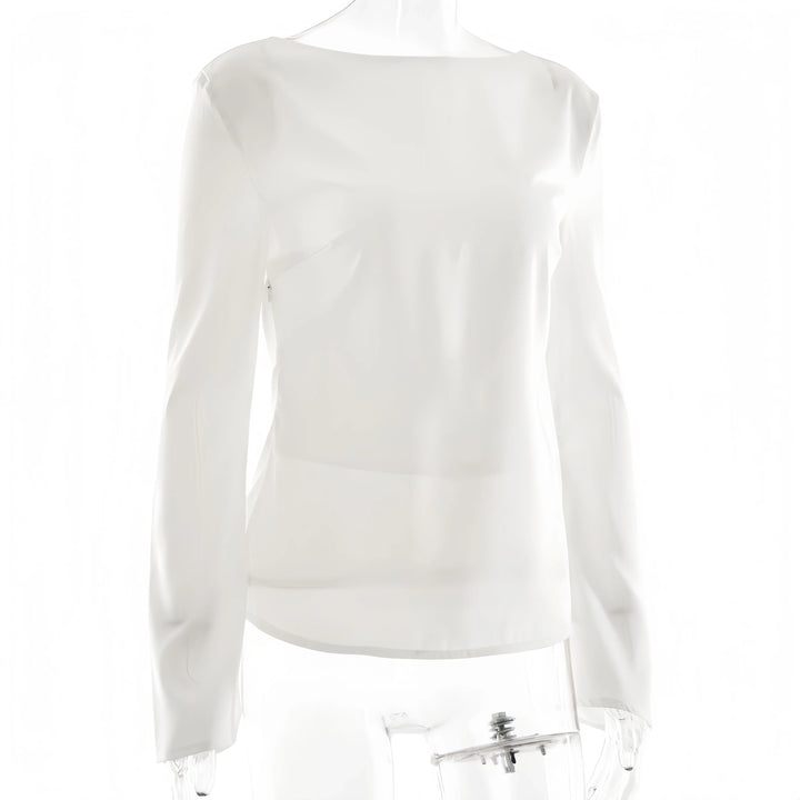 Duttini | Satin Long Sleeve Bell Cuff Top for Women in Elegant Style