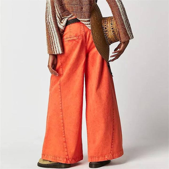 Duttini | Pleated Wide-Leg Jeans for Women in Denim Blue