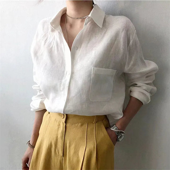 Duttini | Soft Linen Open Collar Shirt