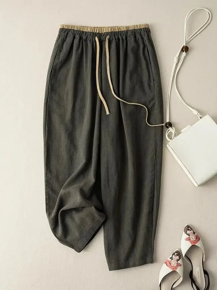 Duttini | Chambray Linen Tapered Pant for Women