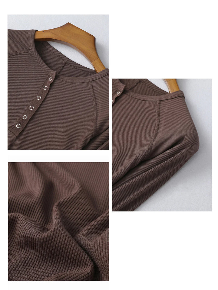 Duttini | Pop-Button Top for Women in Cotton Blend, Fitted, Black