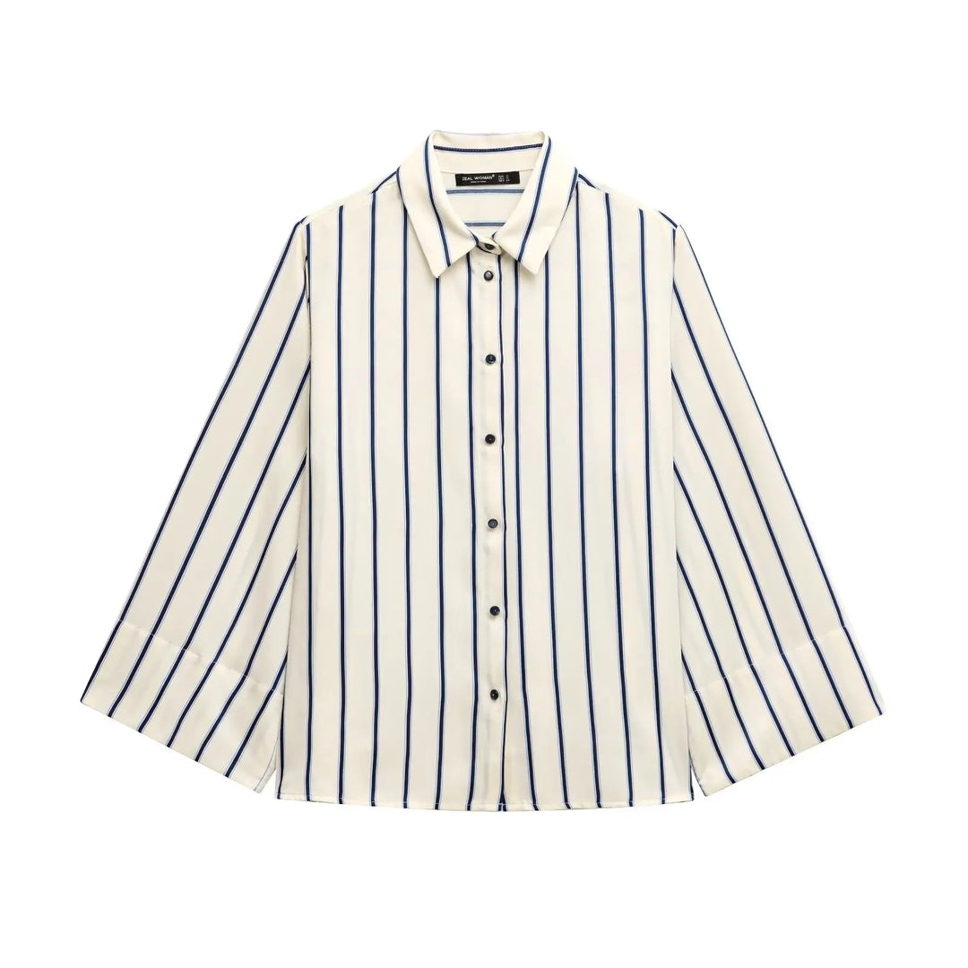 Duttini | Striped Button-Up Blouse for Women in Cotton Blend