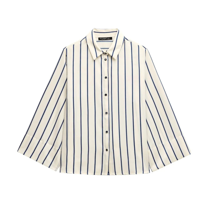 Duttini | Striped Button-Up Blouse for Women in Cotton Blend