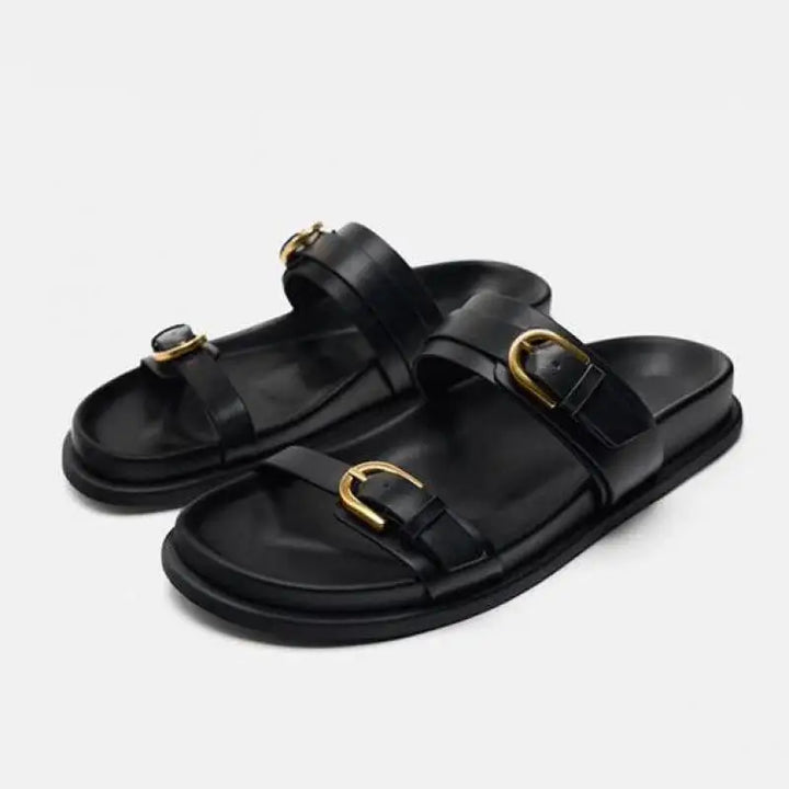 Duttini | Leather Slides with Buckle