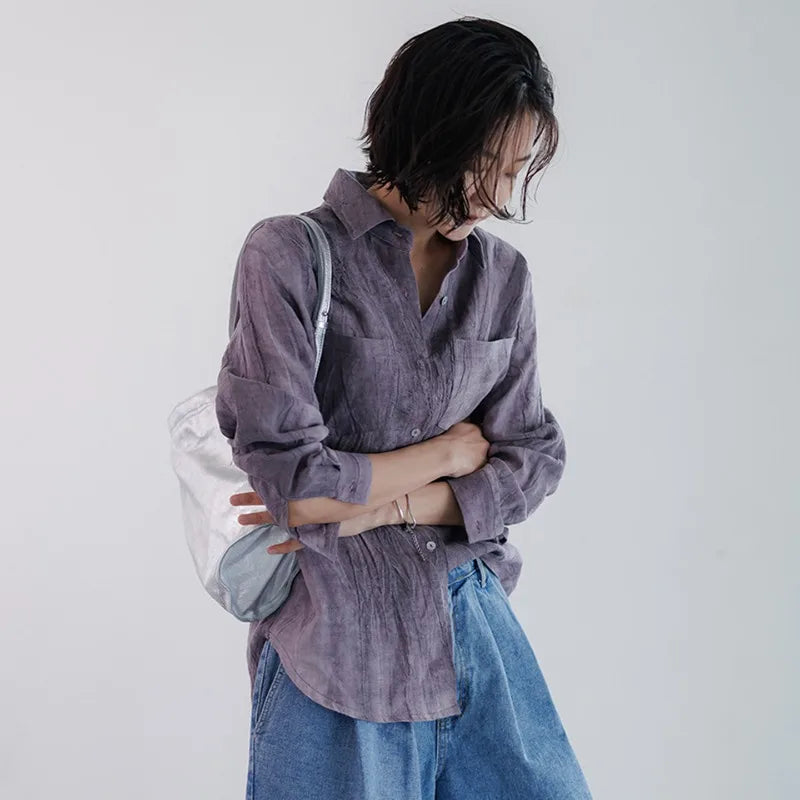 Duttini | Pleated Linen Button Shirt