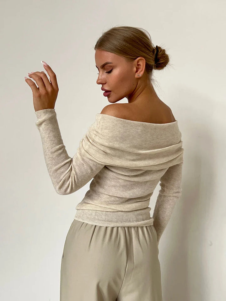 Duttini | Off-Shoulder Knit Top for Women in Black