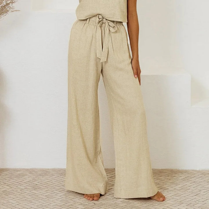 Duttini | Linen Wide Leg Pant for Women in Ruffle Style