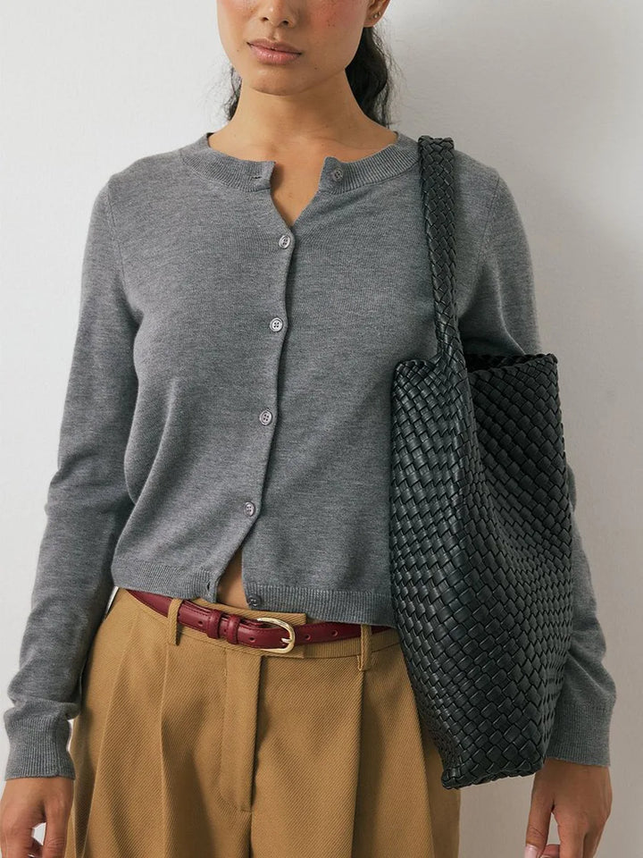 Duttini | Knit Button Cardigan for Women in Soft Fabric, Relaxed Fit, Cream Color