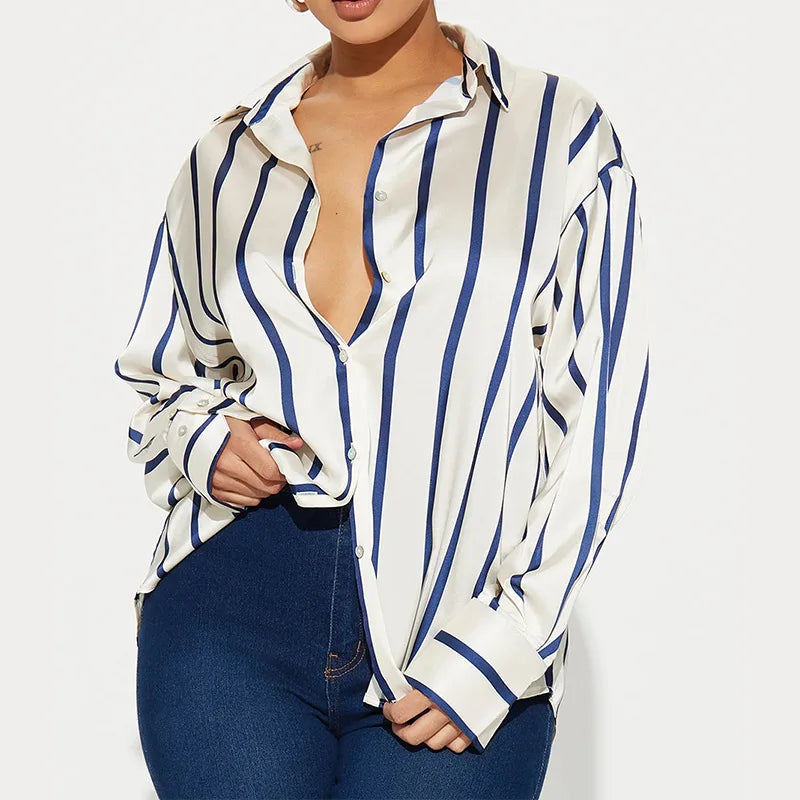 Duttini | Satin Stripe Shirt for Women