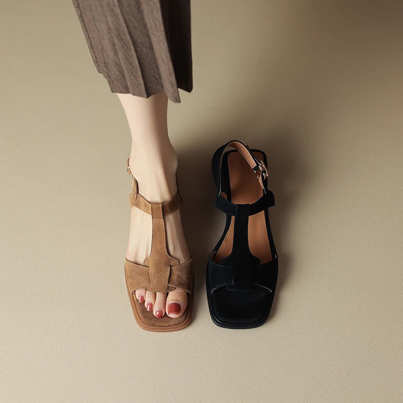 Duttini | Suede T-Strap Sandals