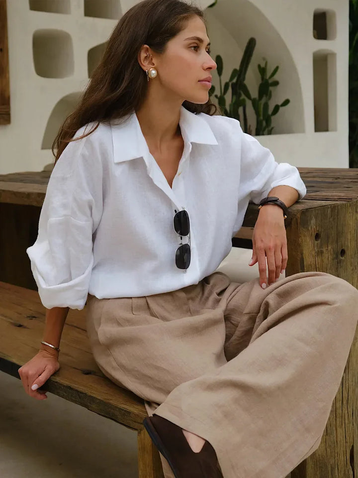 Duttini | Cotton Relaxed Shirt for Women in Capri Color