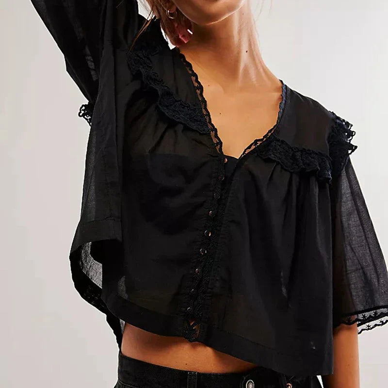 Duttini | Ruffle Blouse for Women in Lightweight Fabric