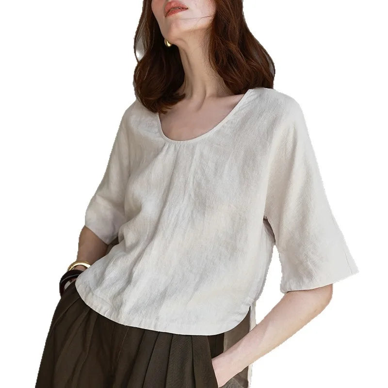 Duttini | Hemp V-Neck Boxy Top for Women