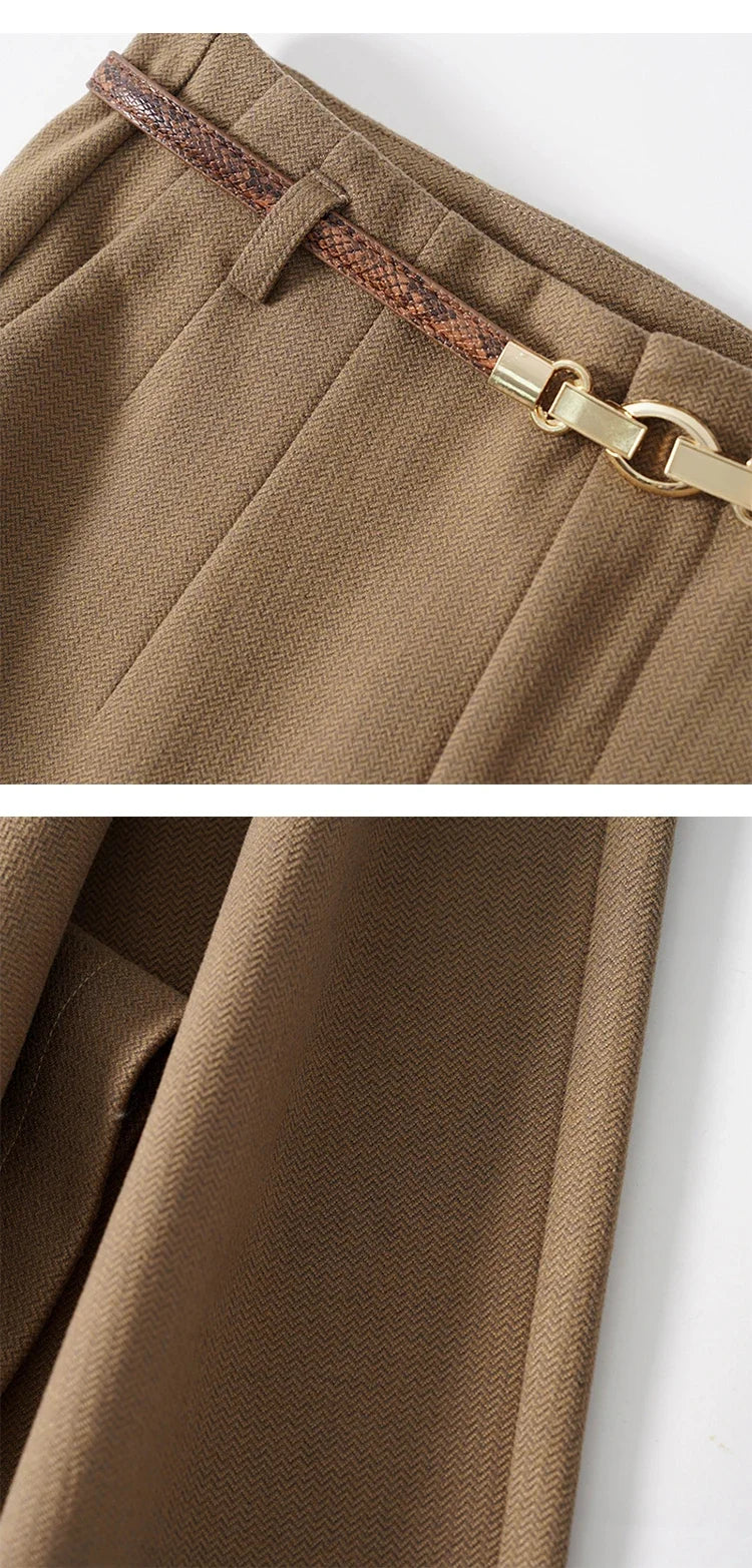 Duttini | Wide Leg Wool Trousers for Women in Black