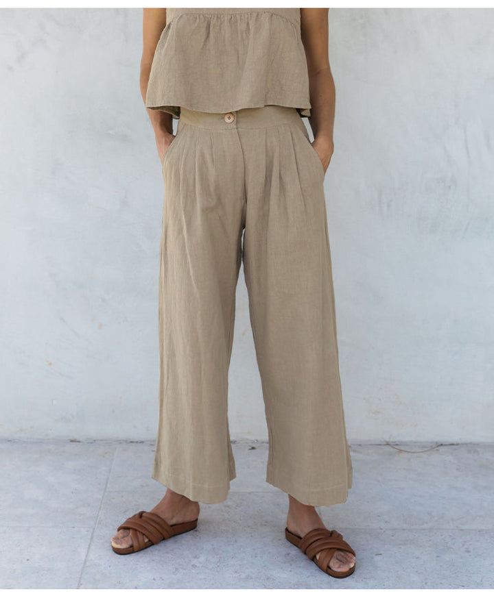 Duttini | Pleated Linen Culotte Pant for Women
