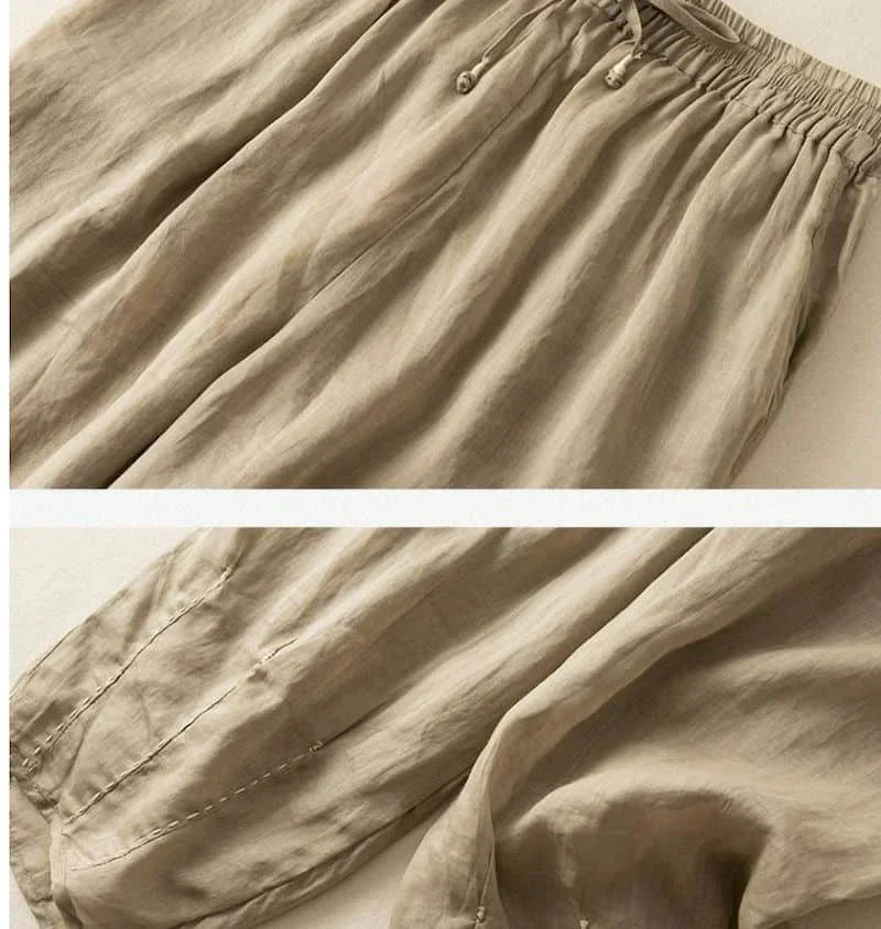 Duttini | Linen Pants for Women in White, Relaxed Fit