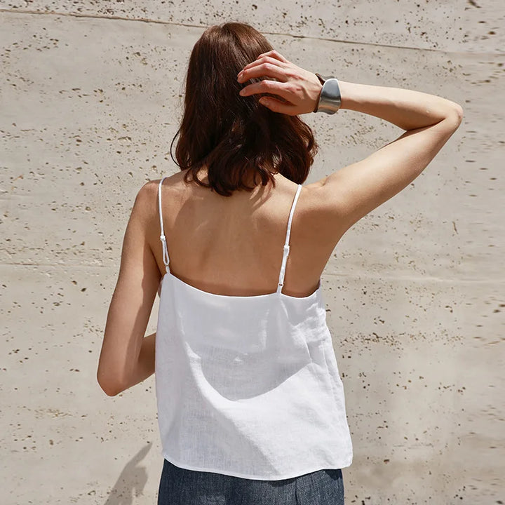 Duttini | Linen V-Neck Camisole Top for Women