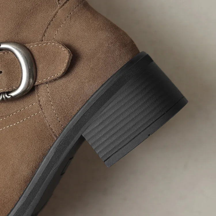 Duttini | Suede Buckle Boots in Black