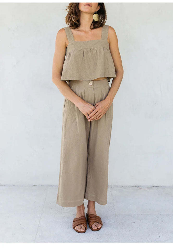 Duttini | Pleated Linen Culotte Pant for Women