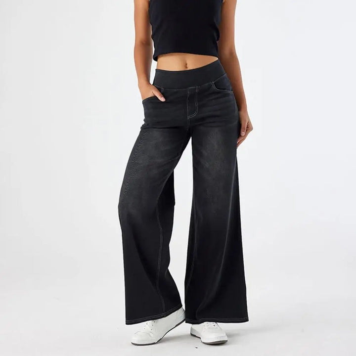Duttini | Pull-On Wide Leg Jean for Women in Denim Blue