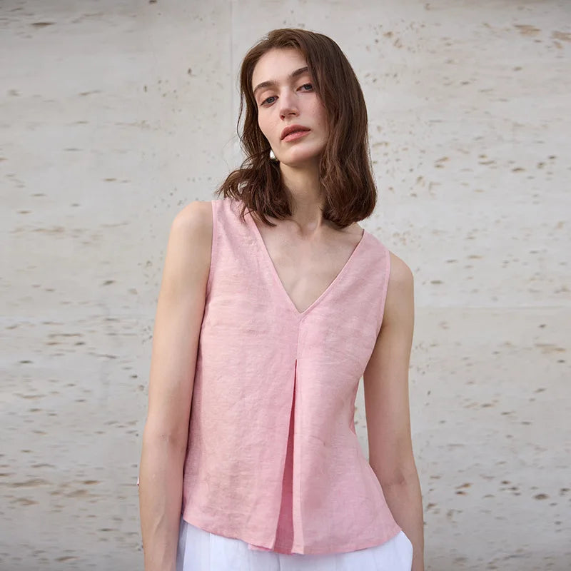 Duttini | Linen Reversible Vest for Men in Chambray