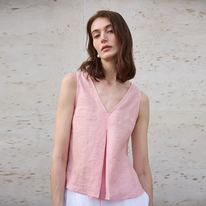 Duttini | Linen Reversible Vest for Men in Chambray