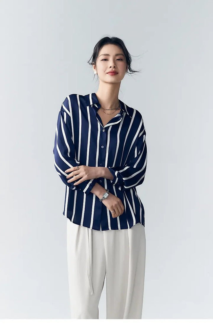 Duttini | Stripe Satin Blouse for Women
