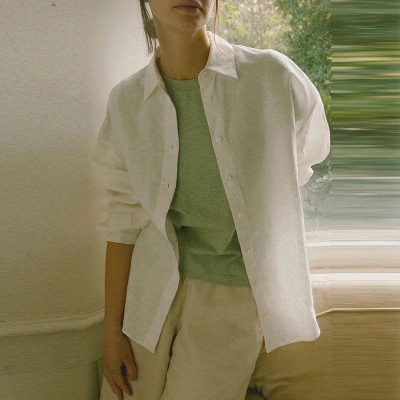 Duttini | Linen Shirt for Women with Slit Hem