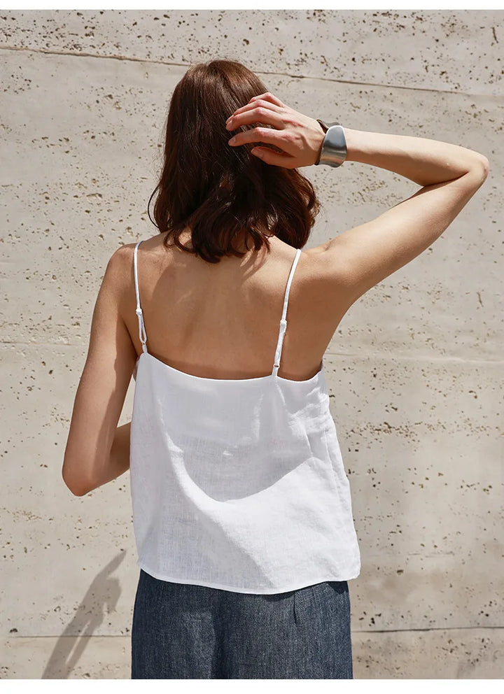 Duttini | Linen V-Neck Camisole Top for Women