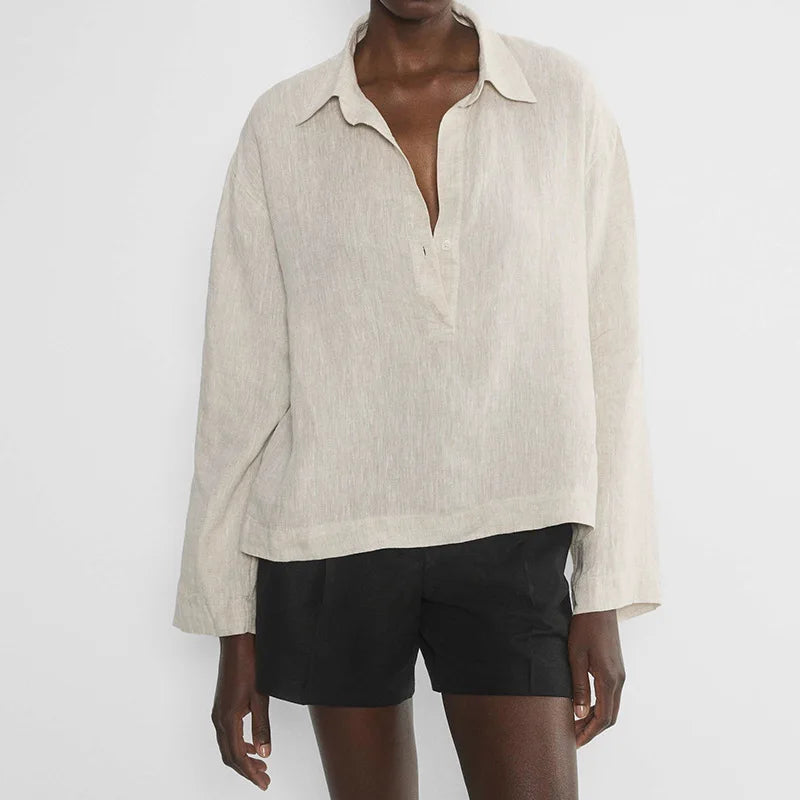 Duttini | Linen Pullover for Men with Polo Collar
