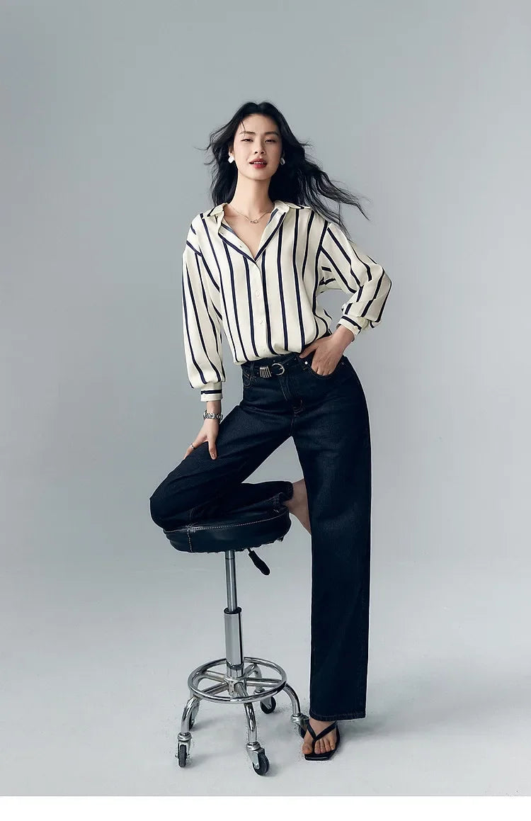 Duttini | Stripe Satin Blouse for Women