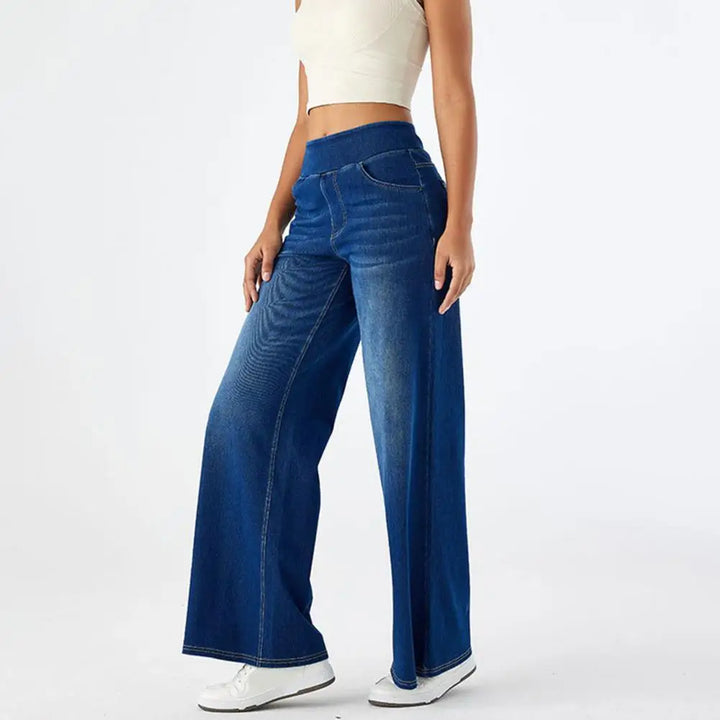 Duttini | Pull-On Wide Leg Jean for Women in Denim Blue