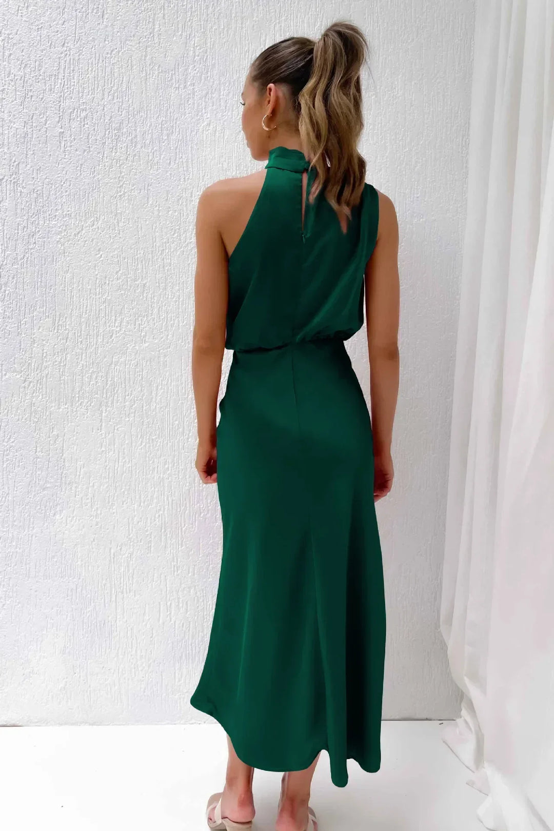 Duttini | Elegant Halter Evening Dress with Graceful Drape