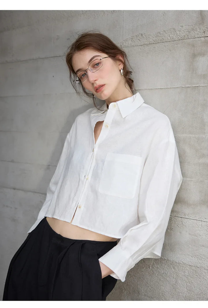 Duttini | Cropped Linen Overshirt for Women