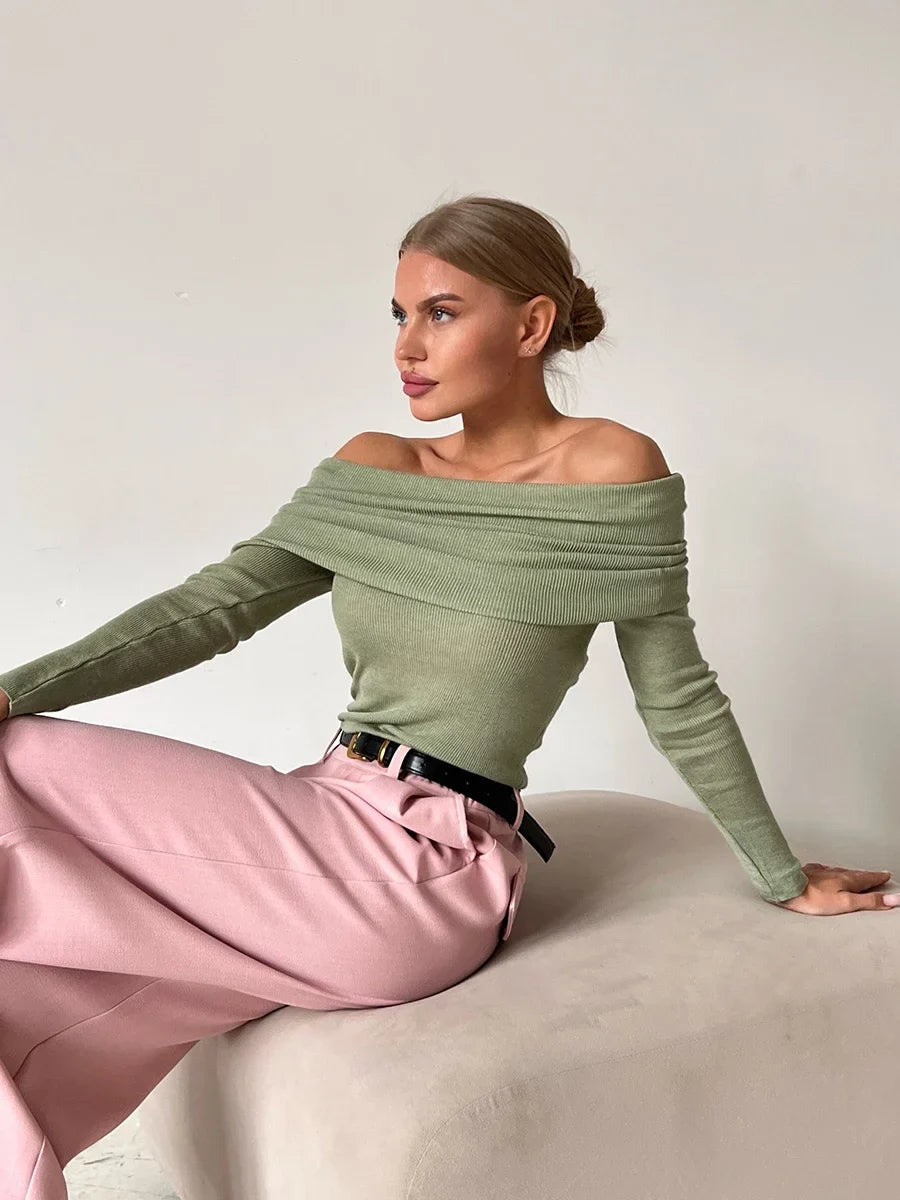 Duttini | Off-Shoulder Knit Top for Women in Black