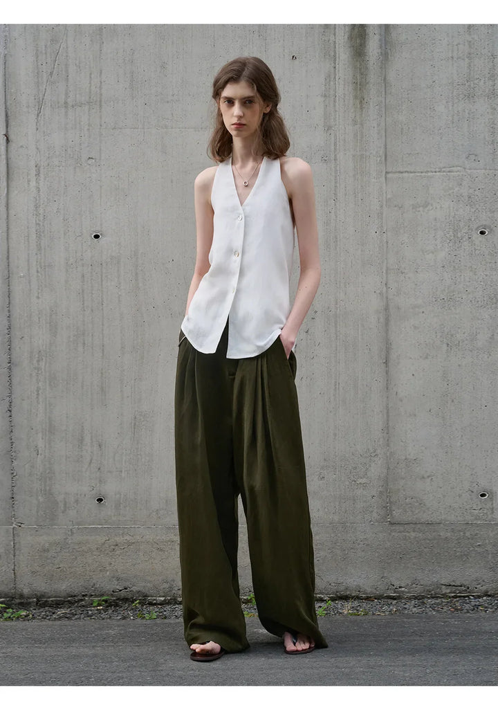 Duttini | Linen Halter Waistcoat Top for Women