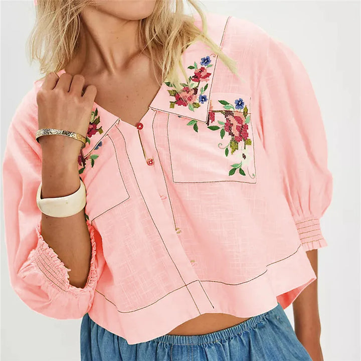 Duttini | Floral Embroidered Crop Blouse for Women