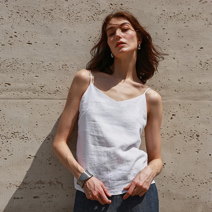 Duttini | Linen V-Neck Camisole Top for Women