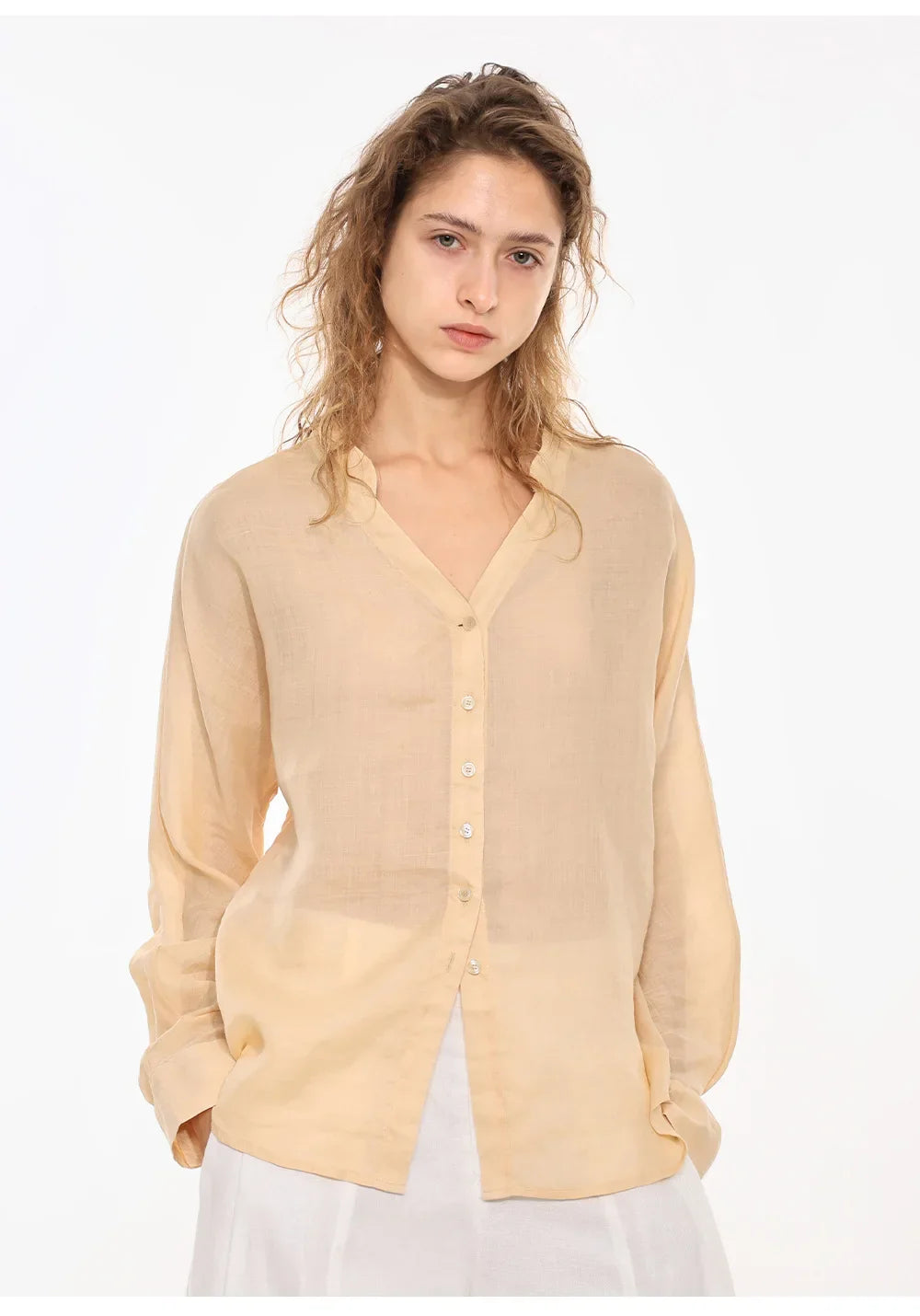 Duttini | Linen V-Neck Shirt for Women